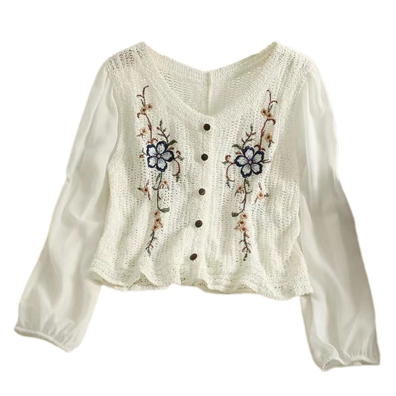 

Женский Укороченный кардиган на пуговицах, с длинным рукавом