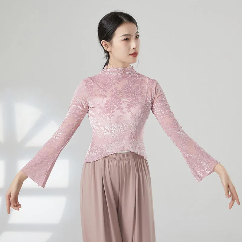 Женский приталенный костюм для танца живота блузка с длинным рукавом и ложным