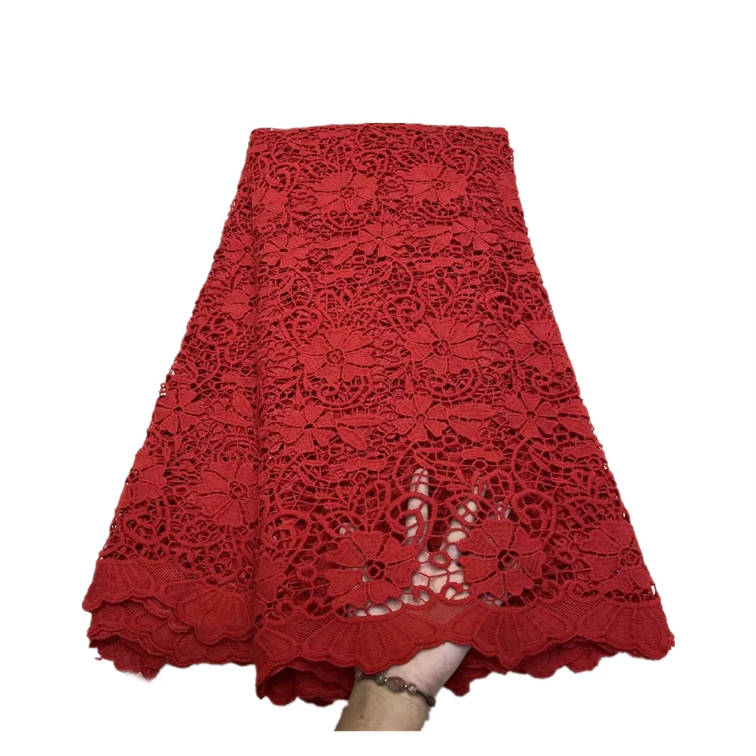 

Pure Color African Cord Lace Fabric for Lady Evening Gown 5 Yards Nigerian Guipure Lace Fabric for Asoebi Dress Sewing WJYG15