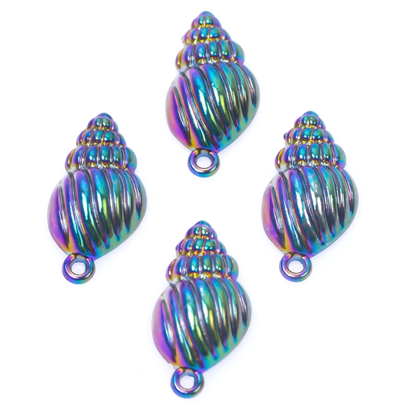 

10PCS Alloy Conch Shells Charms Pendant Accessory Rainbow Color Jewelry DIY Making Necklace Earring Metal Bulk Wholesale