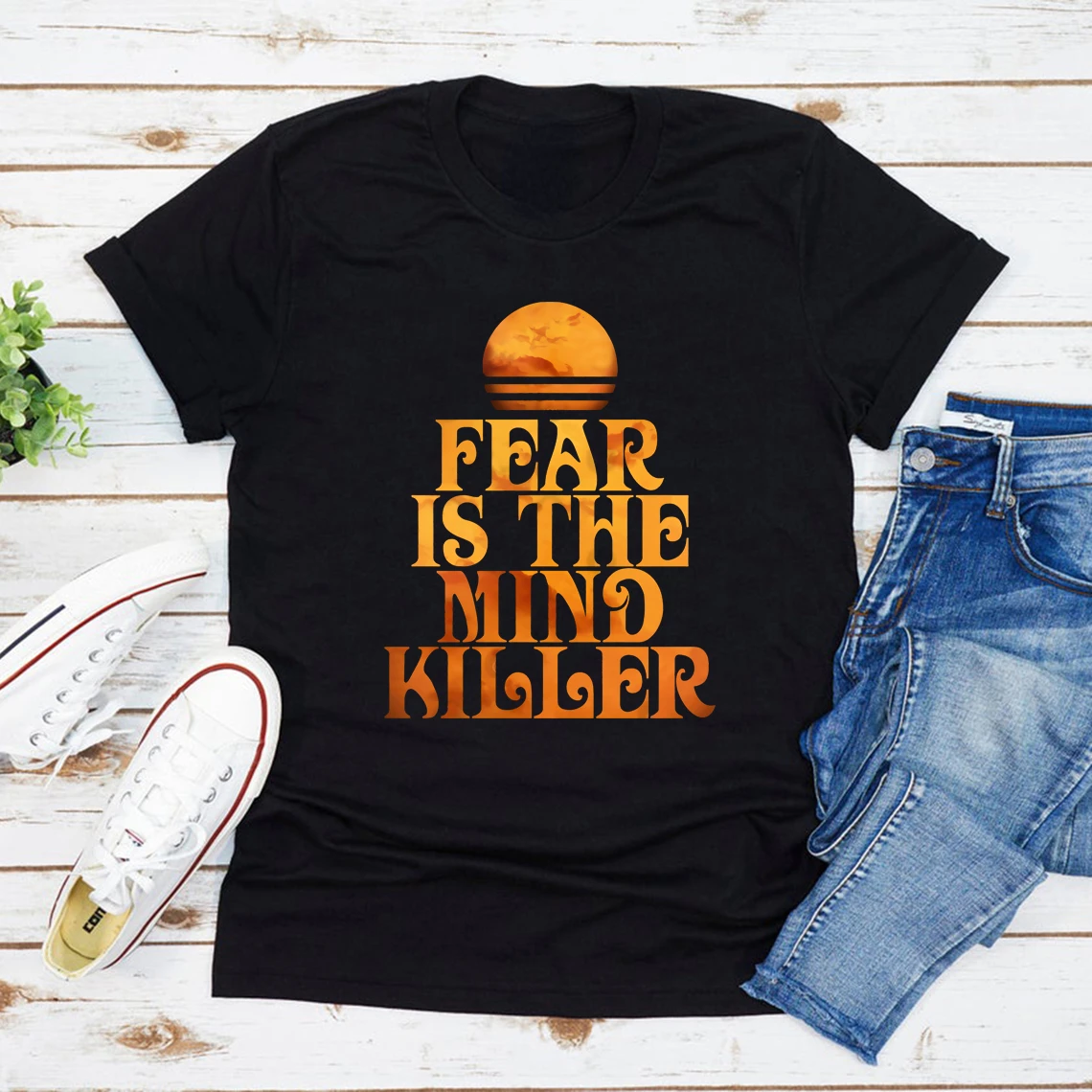 

Rheaclot Fear Is The Mind Killer Women's Summer Tops Graphic T-shirt O-Neck Tee