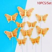 10pcs ins novelty butterfly paper cake toppers for diy mens birthday fathers day womens lovers birthday party cake decorations