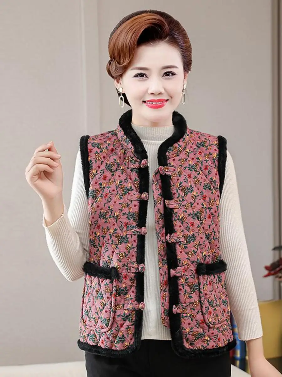 Красивая зимняя одежда жилет с хлопковой подкладкой и пряжкой в стиле ретро для