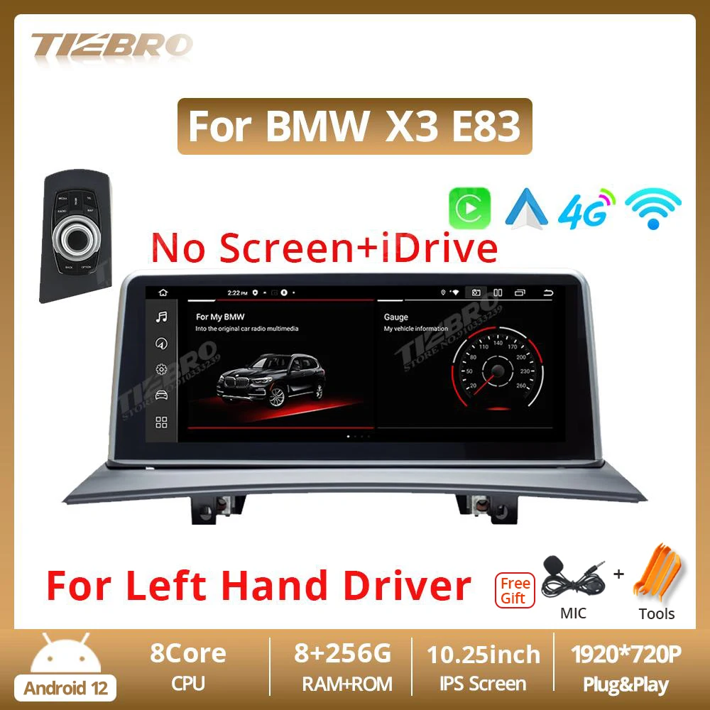 

TIEBRO 10.25inch 8G+256G For BMW X3 E83 with iDrive Car Radio Android11 Carplay Android Auto Auto Radio Stereo Multimedia Player