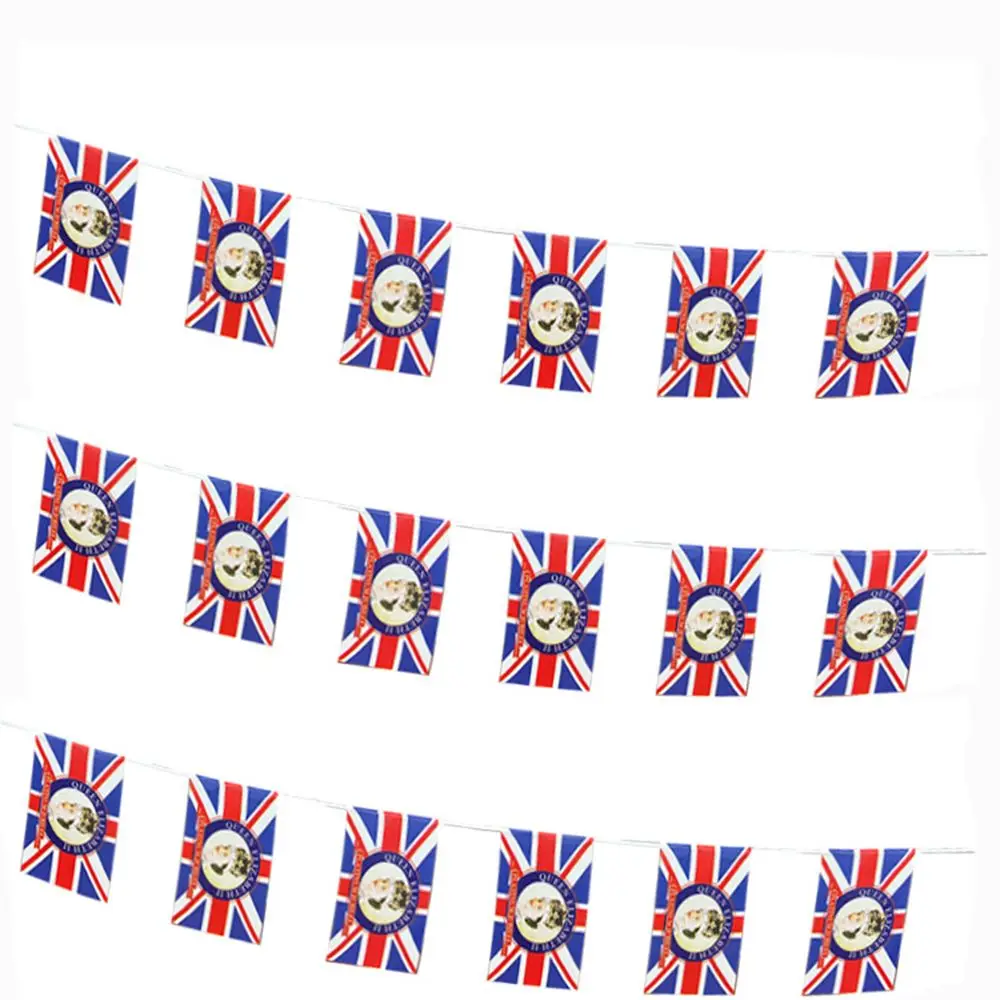 

15Pcs Polyester Parade Home Decoration 5M Banner Queen Elizabeth Platinum Jubilee Bunting Flag Union Jack