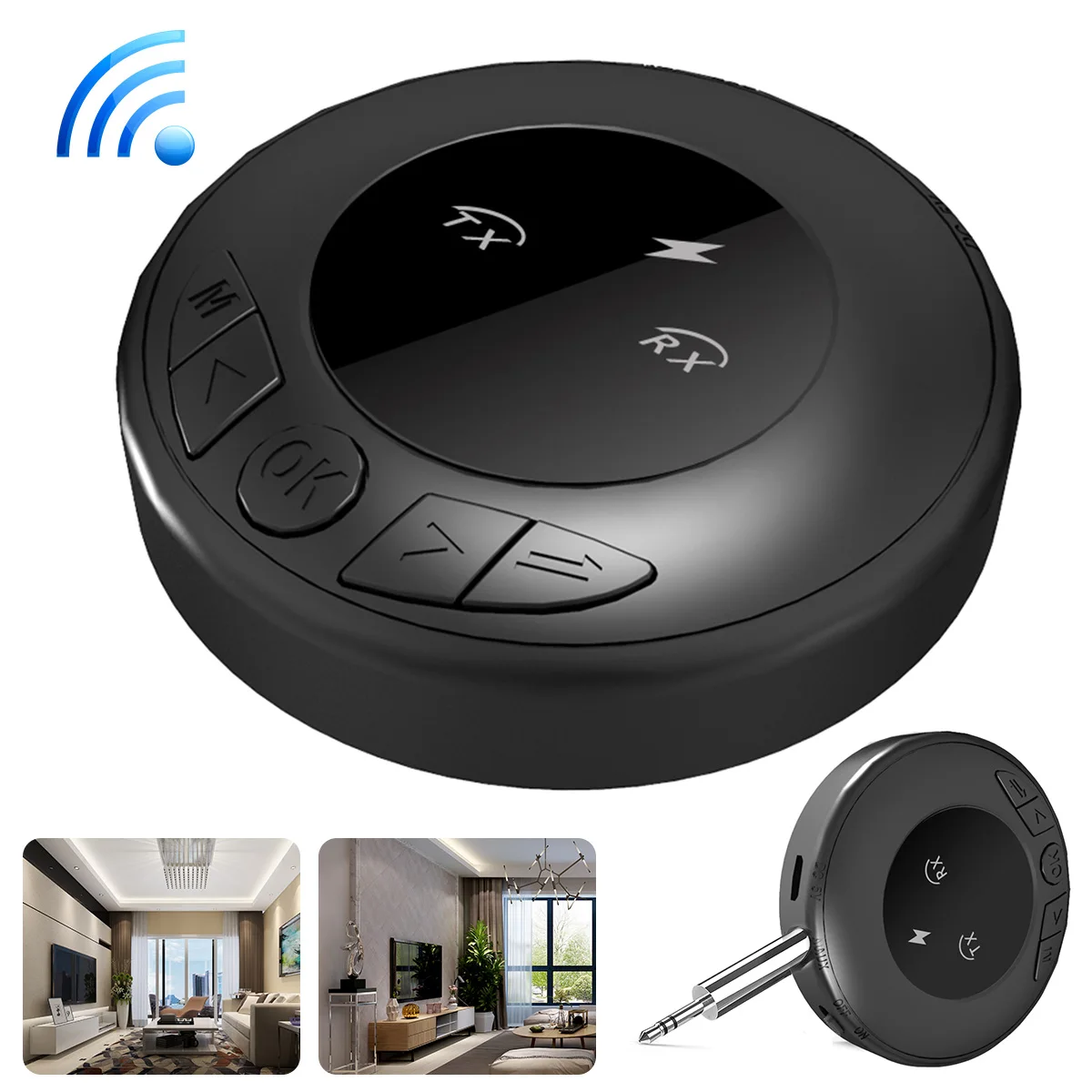 

Bluetooth 5.0 FM Transmitter Receiver Wireless Audio Adapter 3.5mm RCA Aux Jack Wireless Adapter for TV Car Home Sound System