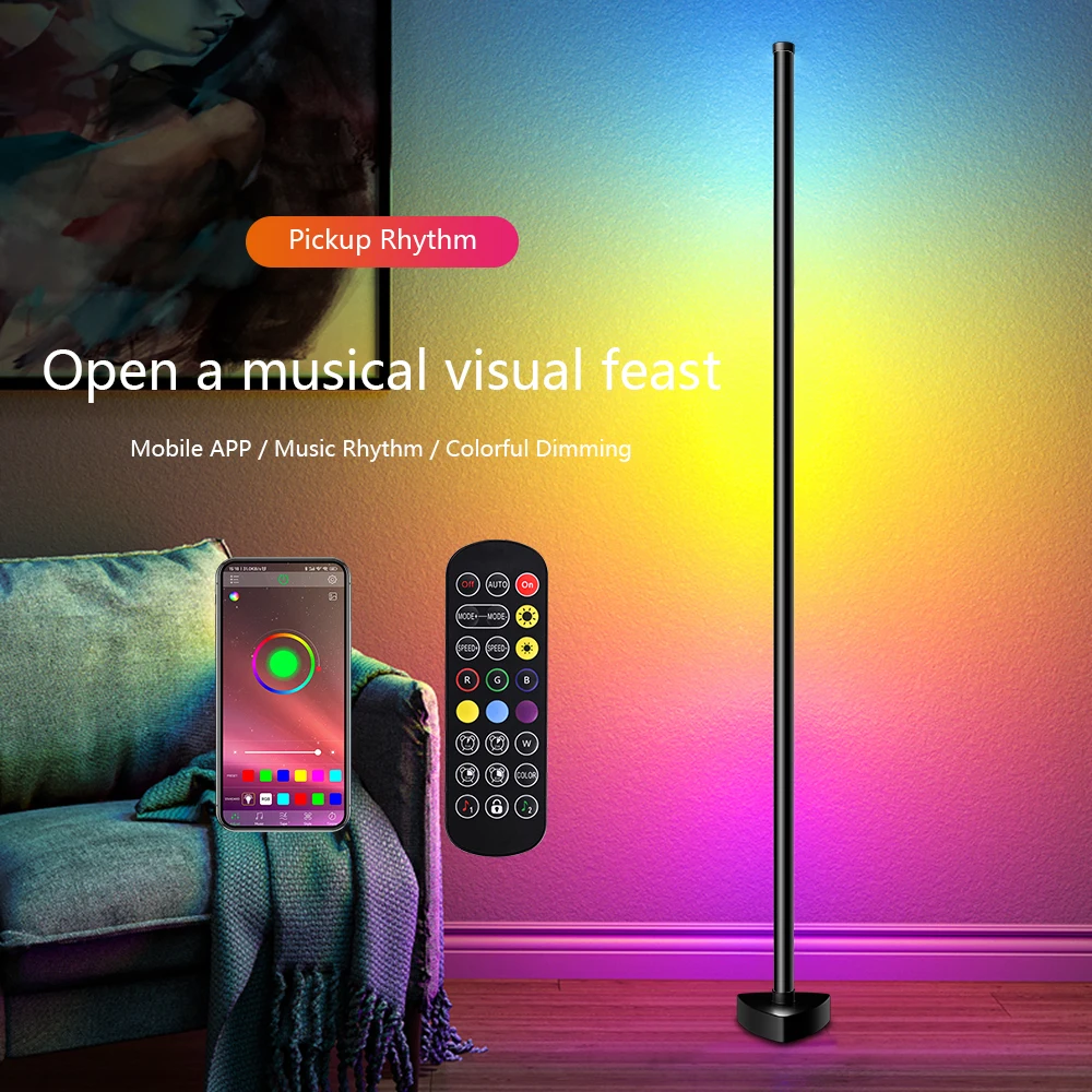 

Living Room Dimmable Corner Floor Lamp 141cm Stand Bluetooth RGB LED Mood Light for Bedroom Nordic Home Decor Interior lighting