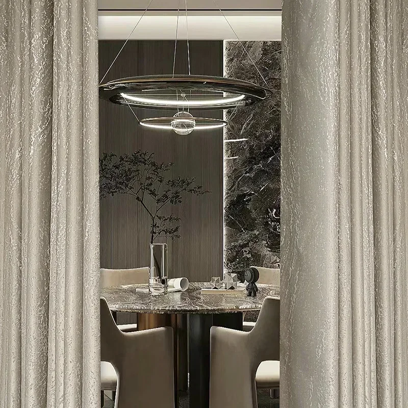 Light Luxury Style High-precision Imitation Silk Gold Wire Jacquard Satin Pearl Texture Living Room European Curtain
