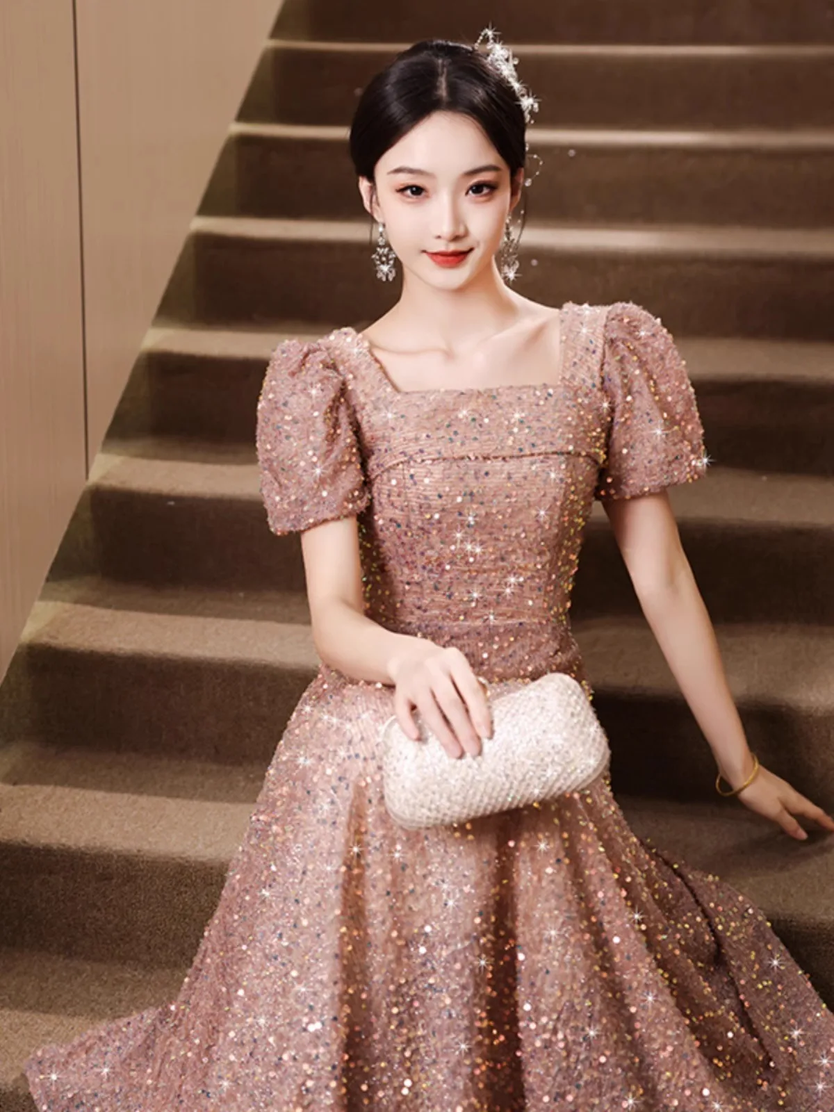 Вечернее платье во французском стиле женское банкетное темперамент достойный