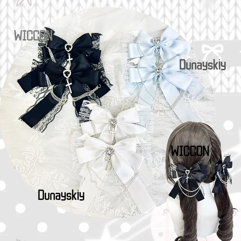 Фото Jirai Kei Bow Production Лолита Кружева Сладкая Прохладная Субкультура Головной Убор Крест Любовь Косплей Реквизит Kawaii Хэллоуин Рождество №1