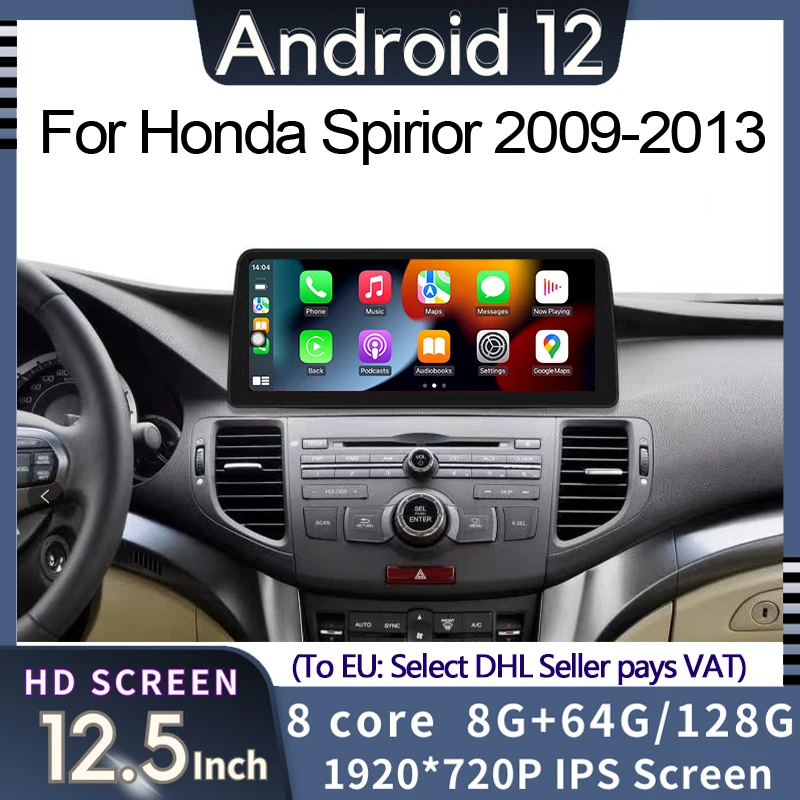 

Navigation Screen Android 12 Car Multimedia Player Radio GPS for Honda Spirior 2009-2013 with CarPlay WiFi 4G LTE BT Touch Sceen