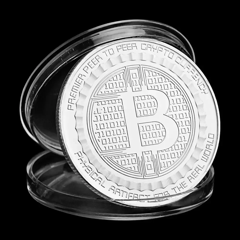 Коллекционная подарочная сувенирная монета с биткойнами шелковая дорога