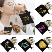 2022 womens bag coin purse bridal pattern print collection key storage bag small object ring buckle zipper black canvas mini