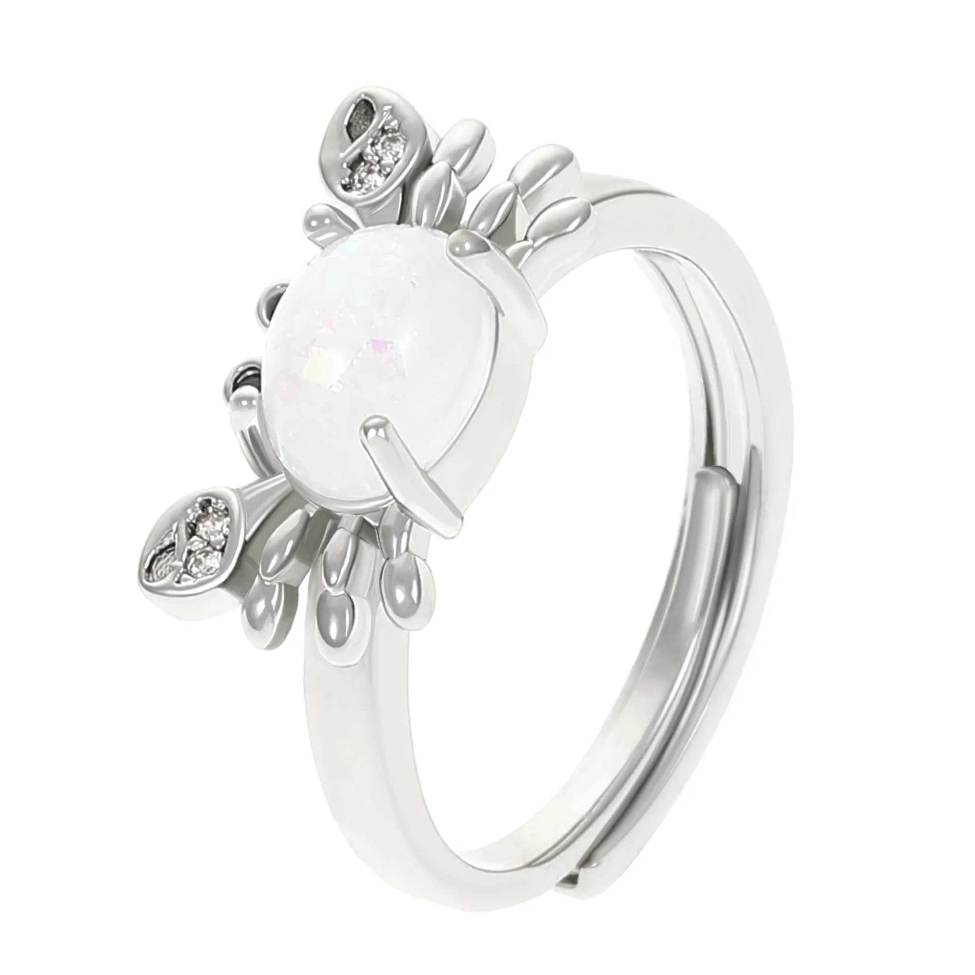 

New Fashion Moonlight Crab Ring with Adjustable Opening Jewelry Set with Zircon Small Crab Index Ring
