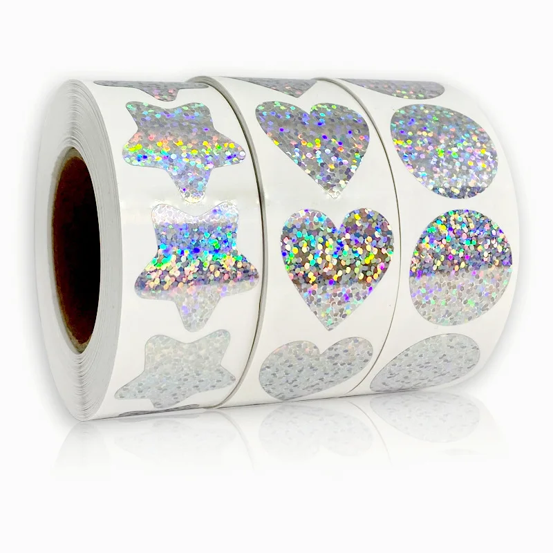 

500/ roll 2.5/3.8 cm roll rainbow laser thank you for purchasing commercial decorative sticker label