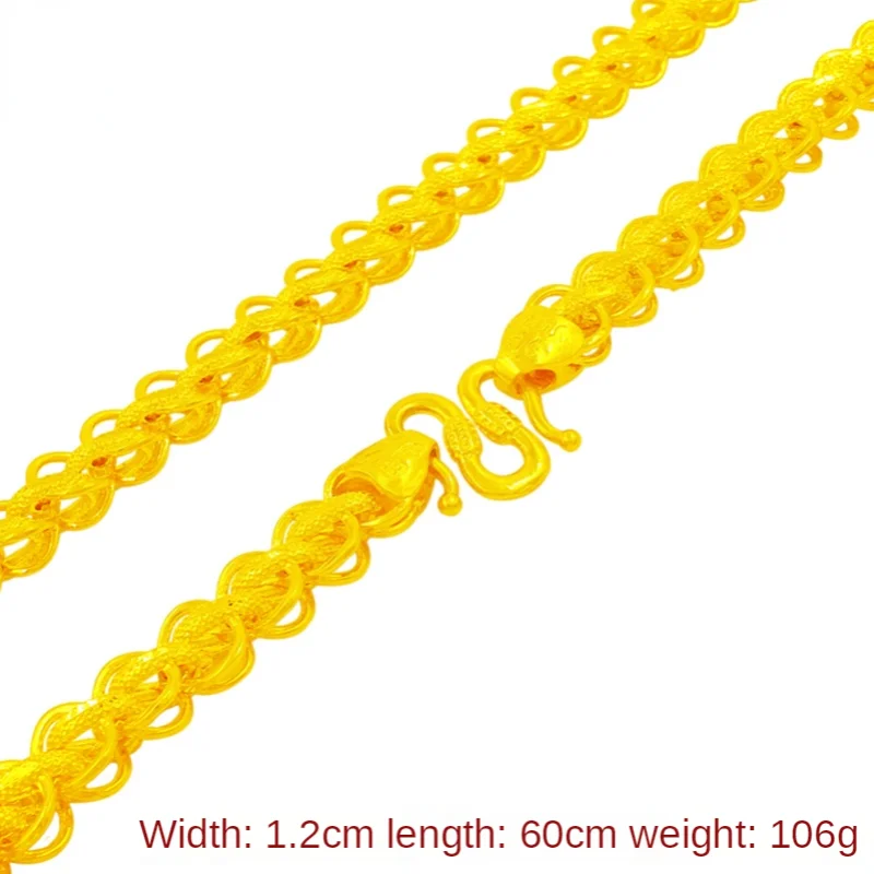 

Gold Plated Men's Necklace Domineering Fu Character Flat Chain Thai Chain Thin Alluvial Gold Plated Chain Thick Lengthened