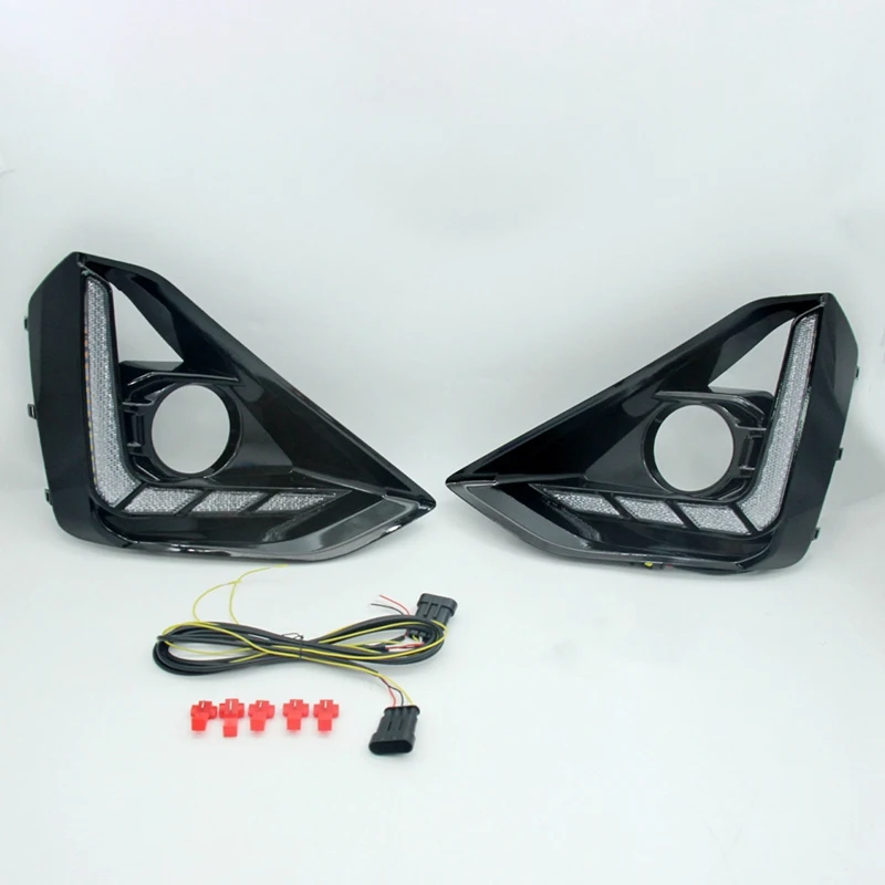 Front LED DRL Daytime Running Driving Light For Isuzu D-Max DMAX 2024 Fog Lamps With Turn Signals White+Yellow