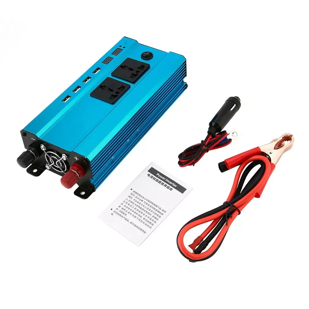 Professional 4000W Power Inverter DC to AC Home Fan Cooling Car Converter for Household Appliances 4 USB Power Ports