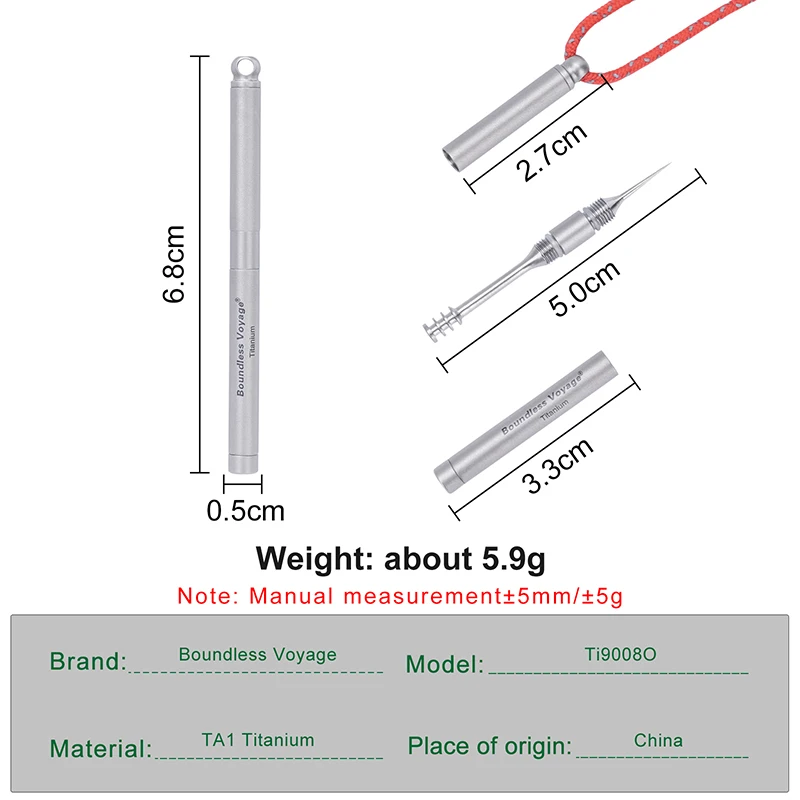 Титановый держатель для зубочисток Boundless Voyage для фруктов, барбекю, удаления ушной серы, личной гигиены, многофункциональные инструменты на открытом воздухе Ti9008O