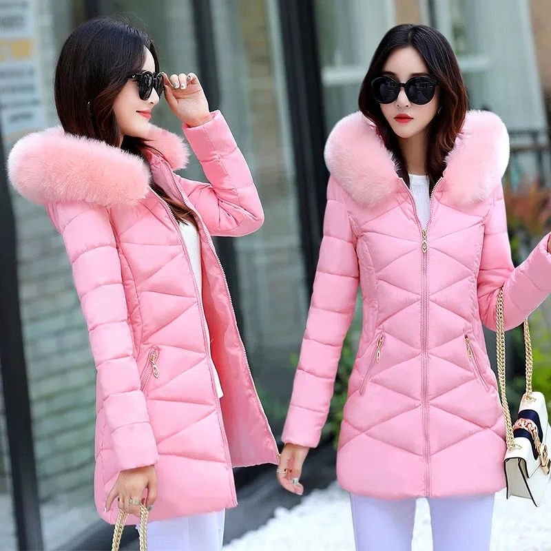 Enlarge 2022 New Women Hot Sale Hooded Zip Down Padded Jacket Women Winter Warm Thick Cotton Coat Korean Loose  Plus Size 4XL Long Parka
