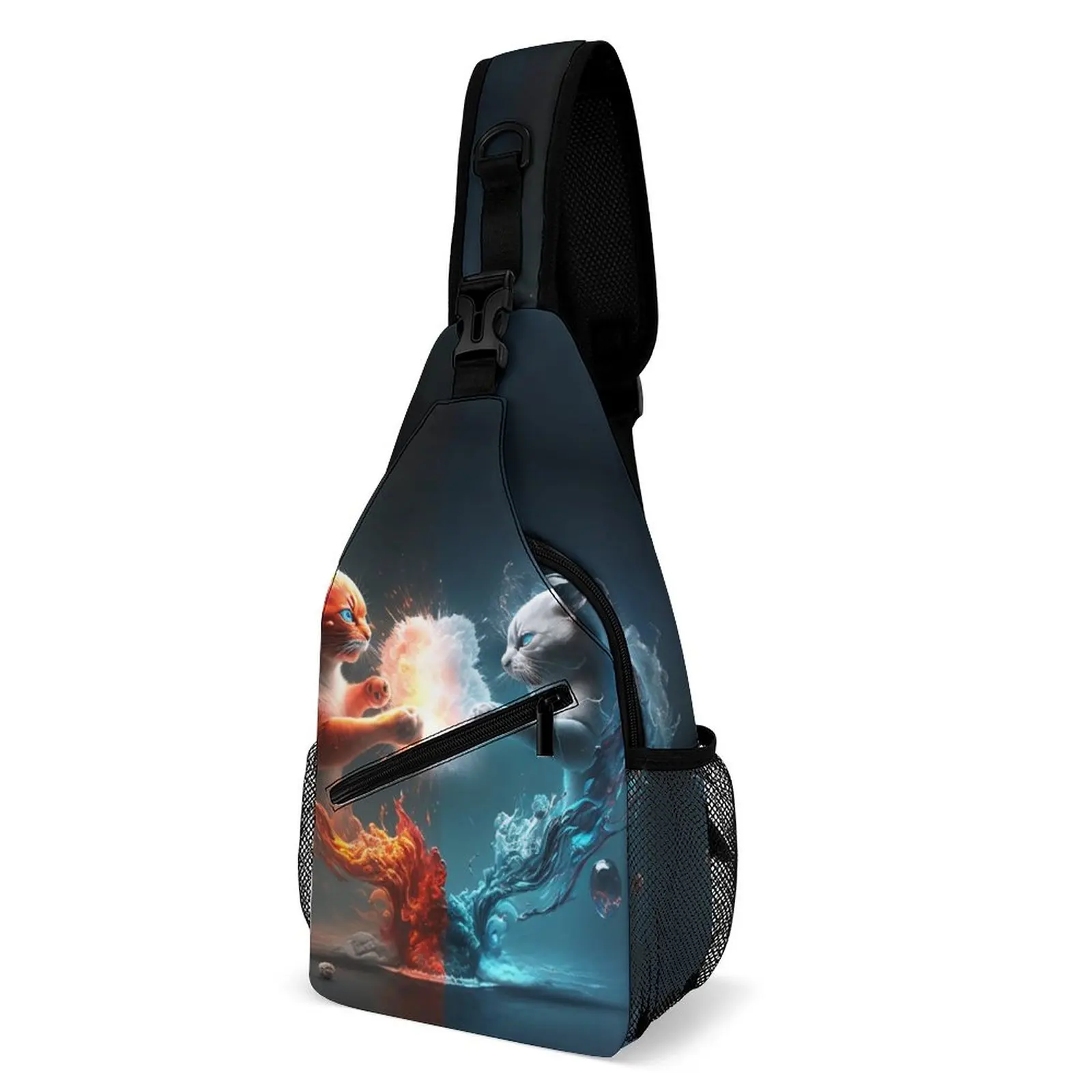 

Power Cat Shoulder Bags 3d Style Yin Yang Stylish Chest Bag Men Trekking Outdoor Sling Bag Phone Graphic Design Crossbody Bags