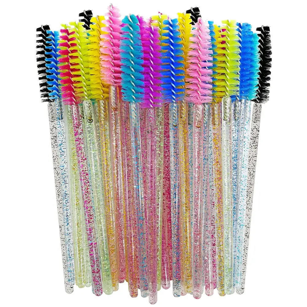 

Rhinestone Handle Disposable Grafting Tools Mascara Spiral Wands Eyelash Brush Eyebrow Applicator Lash Curling Comb