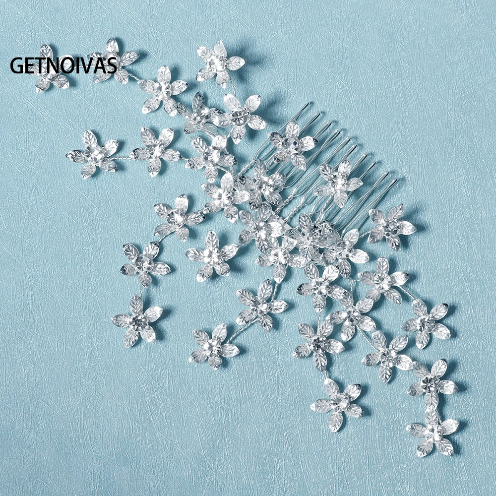 

Цветочная расческа для волос Свадебные аксессуары для волос серебряный цвет стразы повязка на голову свадебные заколки для волос Свадебны...