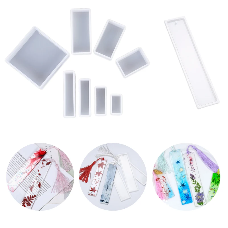 

1/2PCS Craft DIY Transparent UV Resin Liquid Silicone Mold Rectangle Bookmarks Resin Molds for DIY Pendant Charms Making Jewelry