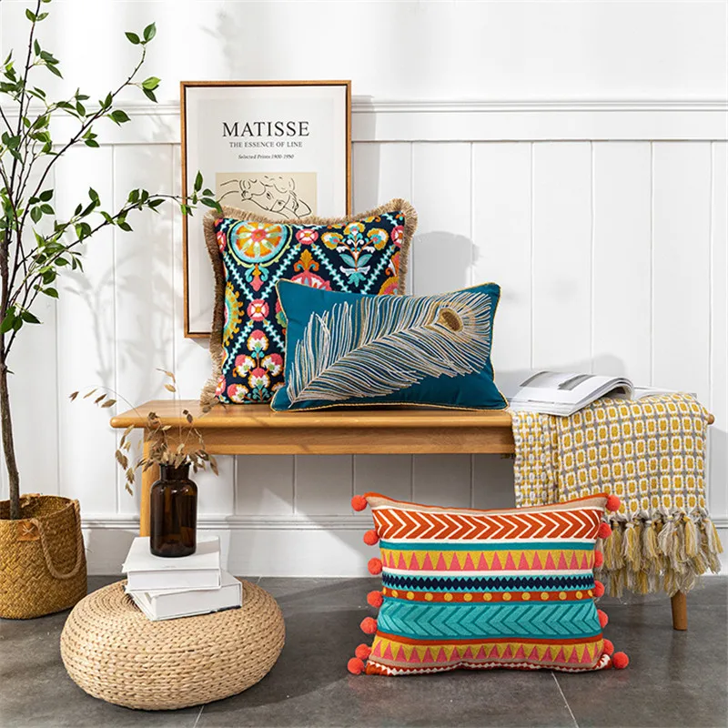 

Наволочка в стиле бохо ручной работы, тканая наволочка для подушки, украшение для дивана, спальни, гостиной, Подушка 30x50 см