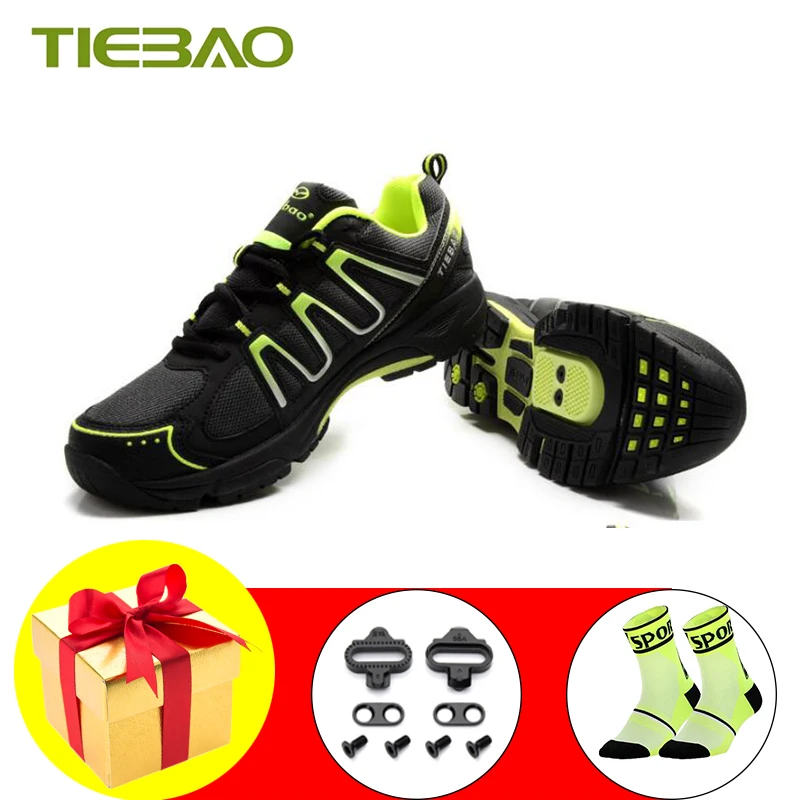 Tiebao Breathable Mountain Bike Shoes For Men Self-Locking Leisure Rubber Sole Non-Slip Cycling Sneakers Bicycle Riding Footwear