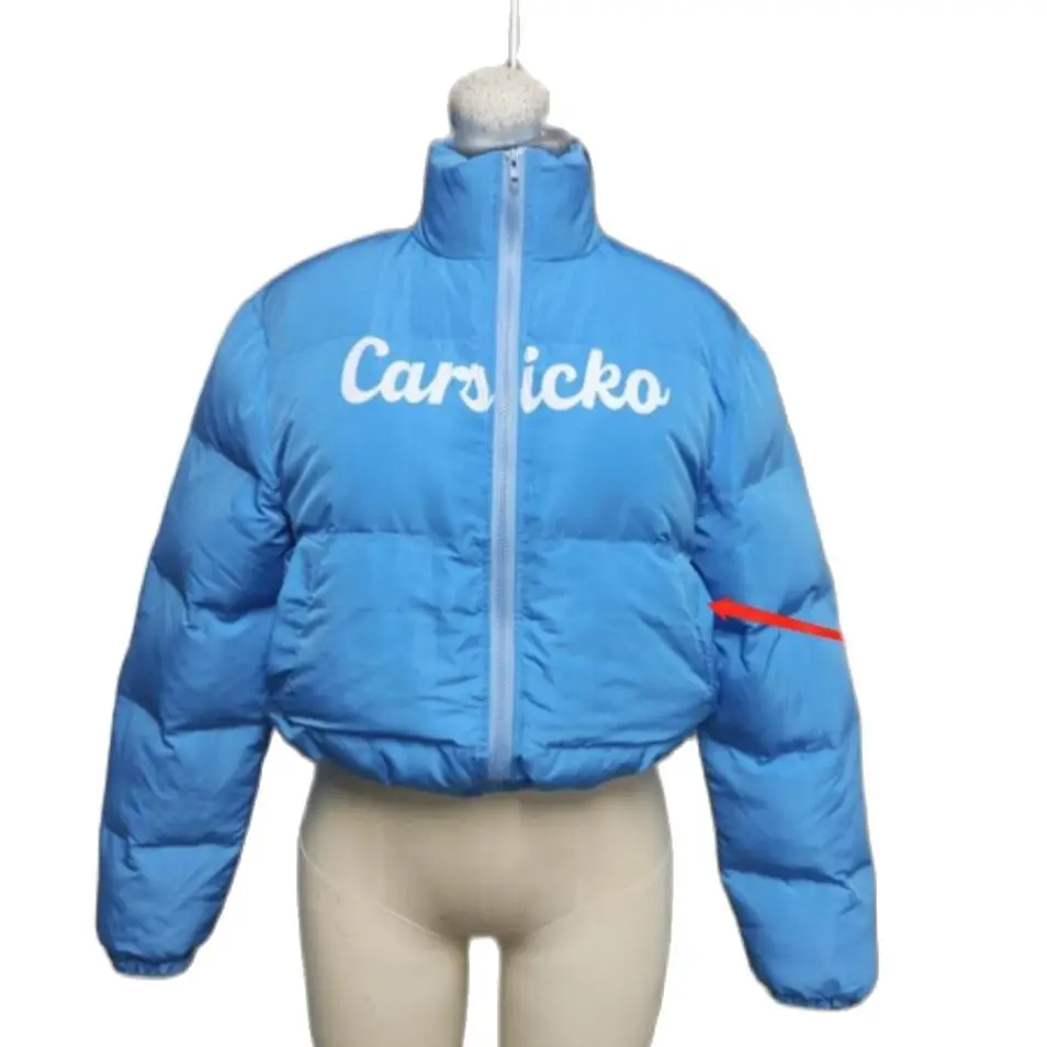 Bubble Puffer Coats Crop Jacket Casual Thick Warm Down Cropped Coat 2022 Women Y2K Clothes Streetwear Letter Winter Jakcets