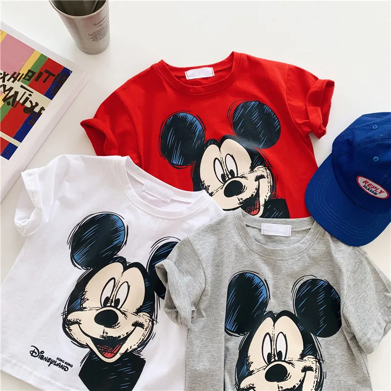 

New Disney Mickey Mouse T-shirt Kids Boy Clothes Cartoon Printed Cotton Casual Clothes Summer Fashion Clothing T-shirt For Girls
