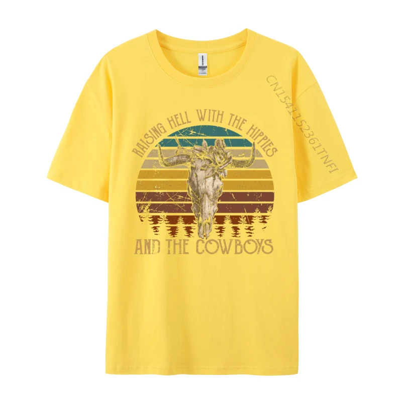 Ковбойская рубашка Raising Hell With The Hippies футболки с черепом быка хипстерская