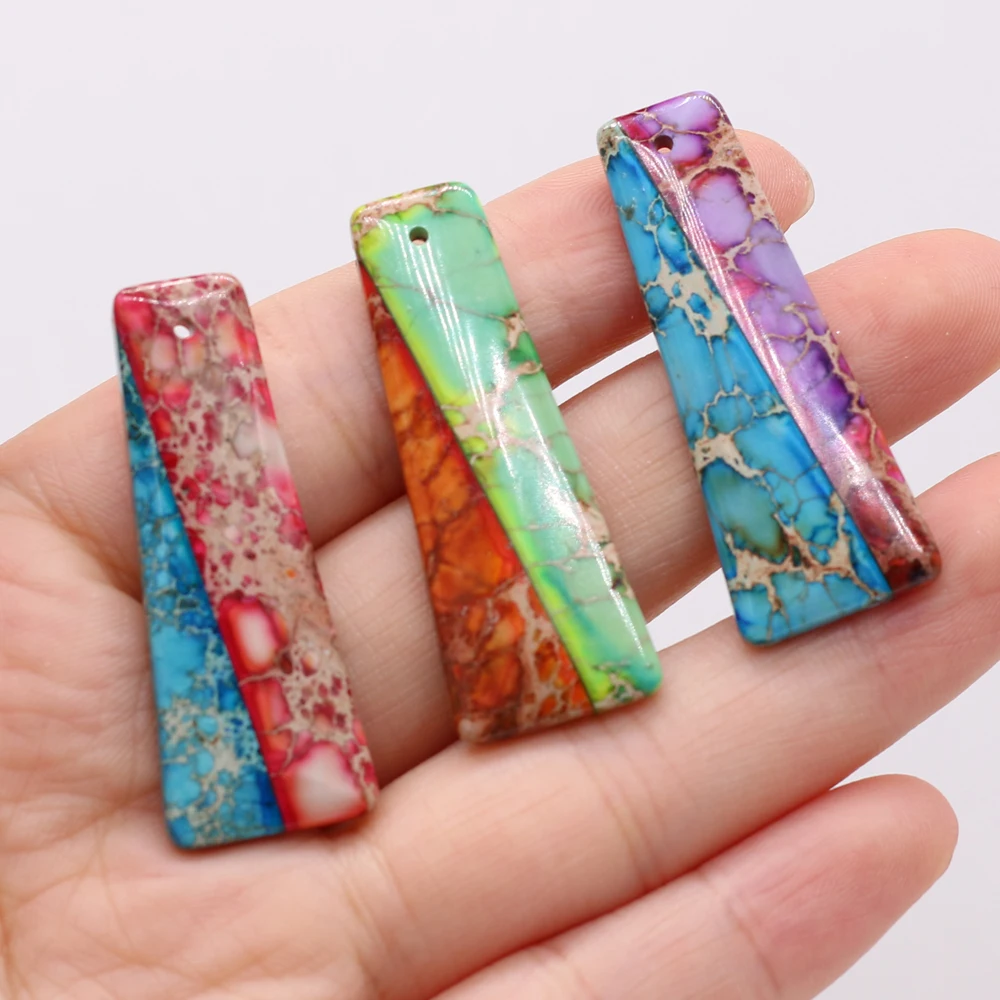 

6PCS Wholesale Natural Stones Emperor Stone Trapezoid Pendant For Women Jewelry Making DIY Necklace Accessory Charm Gift