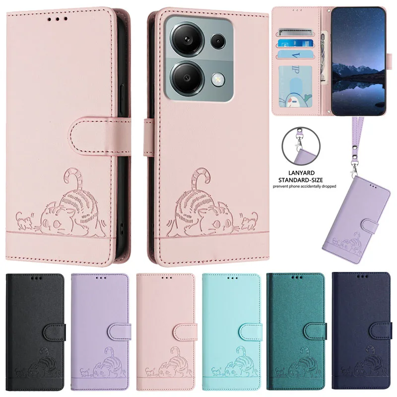 Кожаный чехол-книжка с защитой от кражи для Xiaomi Poco X6 Pro Neo M6