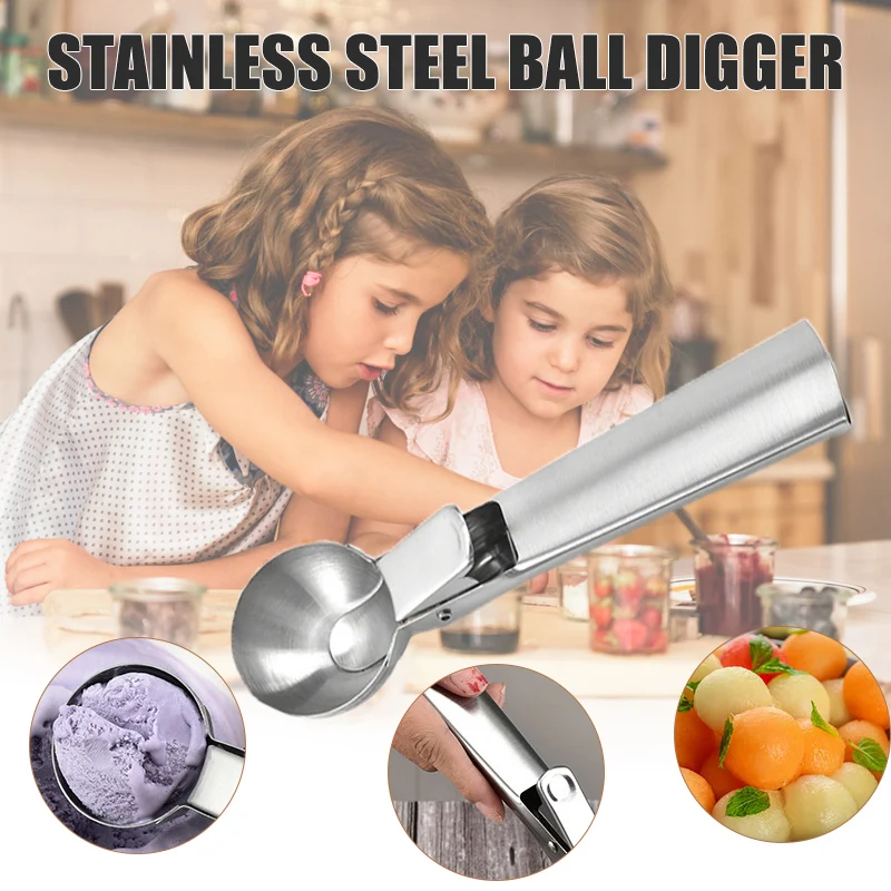

S/M Ice Cream Scoops Stacks Stainless Steel Ice Cream Digger Non-Stick Fruit Ice Ball Maker Watermelon Ice Cream Spoon Tool