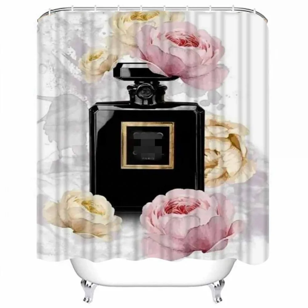 Розовая занавеска для душа с мраморным рисунком и цветочным принтом модный Декор