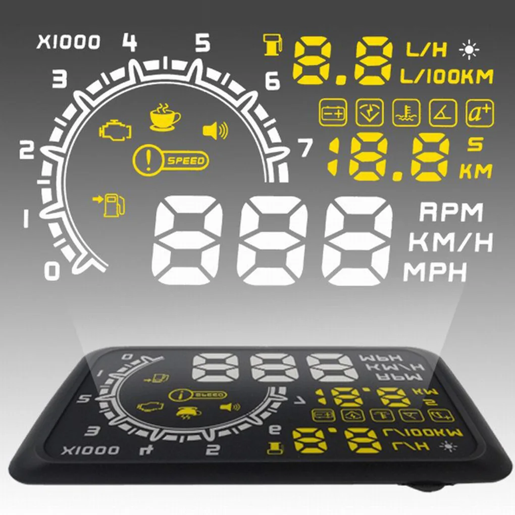 

On-board Computer Car Speed Digital Speedometer Head-up Display HUD ObdII Windshield Failure LCD Screen Speeding Alarm Systems
