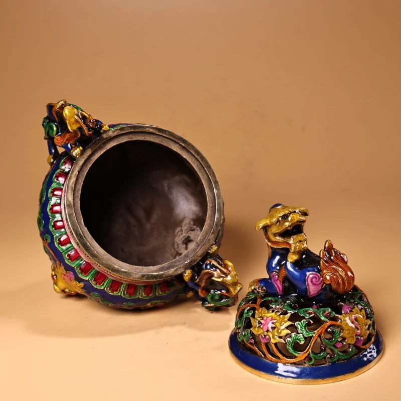 Медная инкрустация Cloisonne курильница