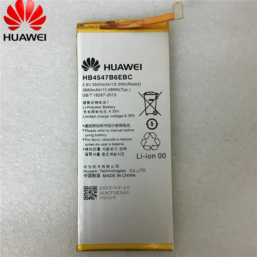 

Original HB4547B6EBC Honor 6 Plus phone battery For Huawei Honor 6 Plus 6plus PE-TL20 PE-TL10 PE-CL00 PE-UL00 HB4547B6EBC