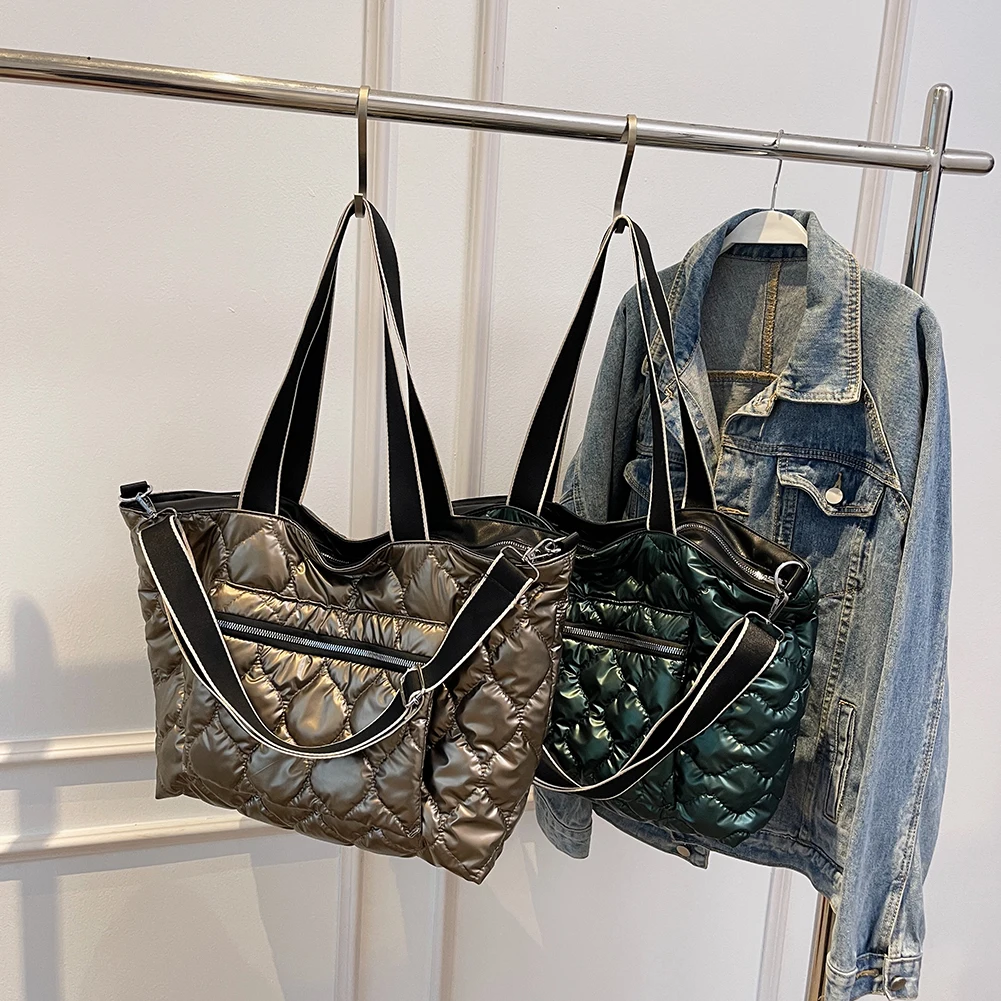 

Fashion Shoulder Handbags Cotton Quilted Casual Women Crossbody Handbag Waterproof Nylon Large Capacity for Travel Shopping