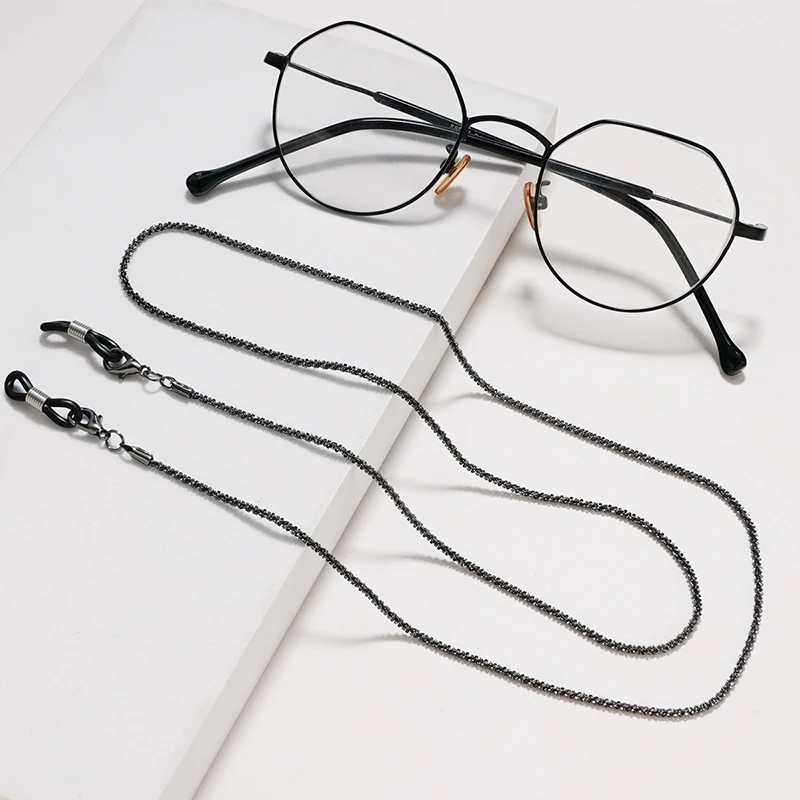 Цепочка для очков с блестящими линзами женская шнур из нержавеющей стали защитой