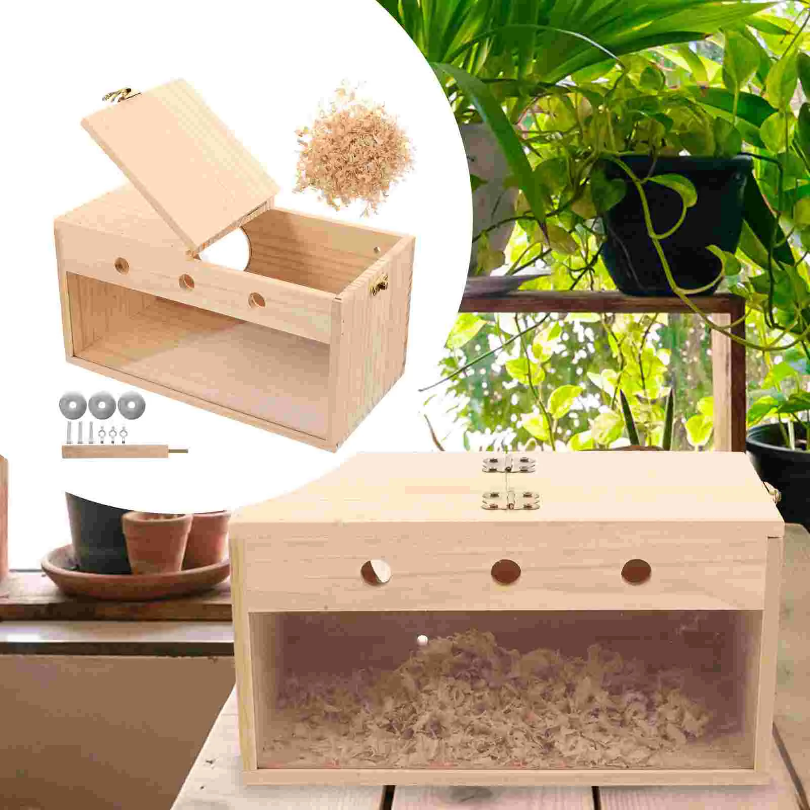 

Box Bird Nesting Parakeet Wooden House Breeding Woodparrot Birdhouse Outdoor Parakeetstoys Breed Cage Budgie Hanging Clear
