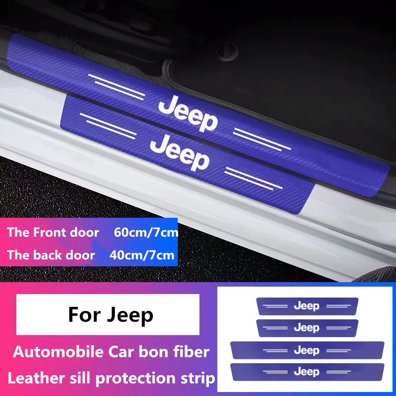 bon Fiber 5 colors Car Door Threshold Sill Sticker For JEEP Grand Cherokee Commander Renegade Wrangler Compass Auto Accessories |