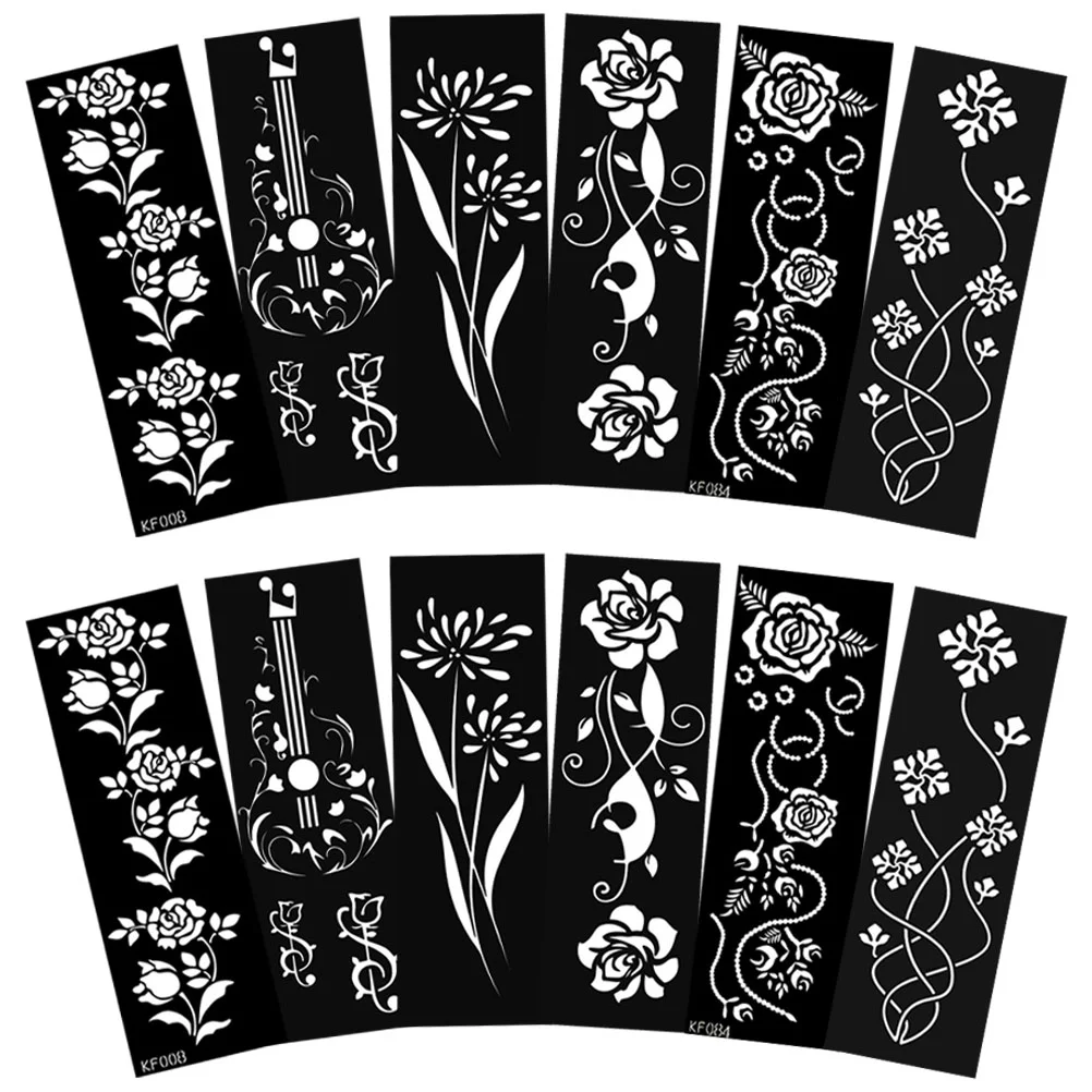 

Трафареты, шаблоны, цветок, Временный ручной спрей, хна, самоклеящиеся декоративные трафареты, нежные компактные наклейки, индийские наклей...