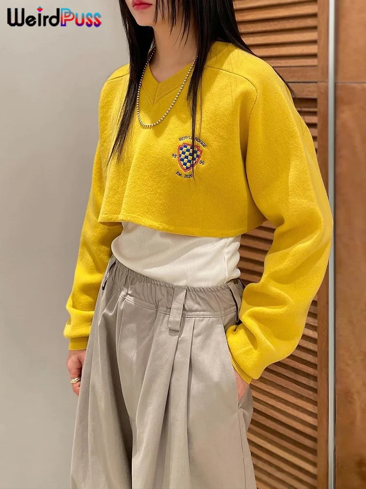 Женская Осенняя Однотонная футболка с V-образным вырезом и длинным рукавом