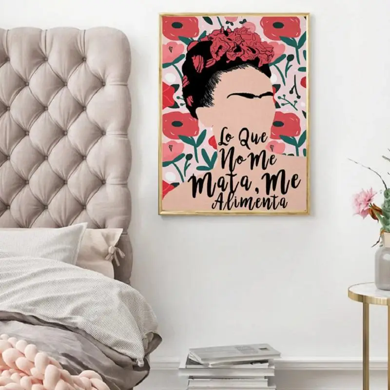 

Modern Poster Wall Picture Abstract Figure Mexican Woman Flower Headdress Canvas Painting Home Decor For Living Room Girl Room