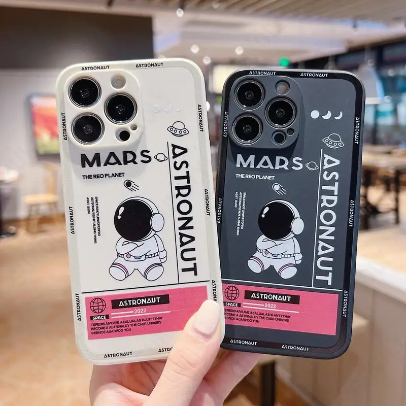 

Матовый силиконовый чехол с астронавтом для iPhone 13 Pro Max 12 11 Pro Max XS XR 8 7 Plus SE 2022, противоударный защитный чехол для объектива