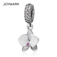 sterling silver white orchid pendant beads 925 silver charm dangle beads drop shipping jewelry accessories wholesale sdc964