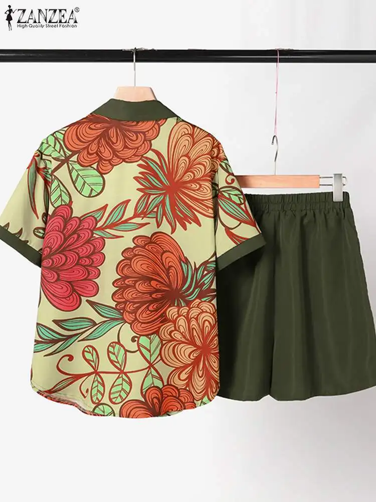 ZANZEA богемные короткие комплекты летние женские спортивные костюмы модные